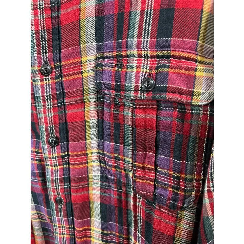 Polo Ralph Lauren Classic Red Plaid Button-Down Flannel Shirt Casual Long Sleeve